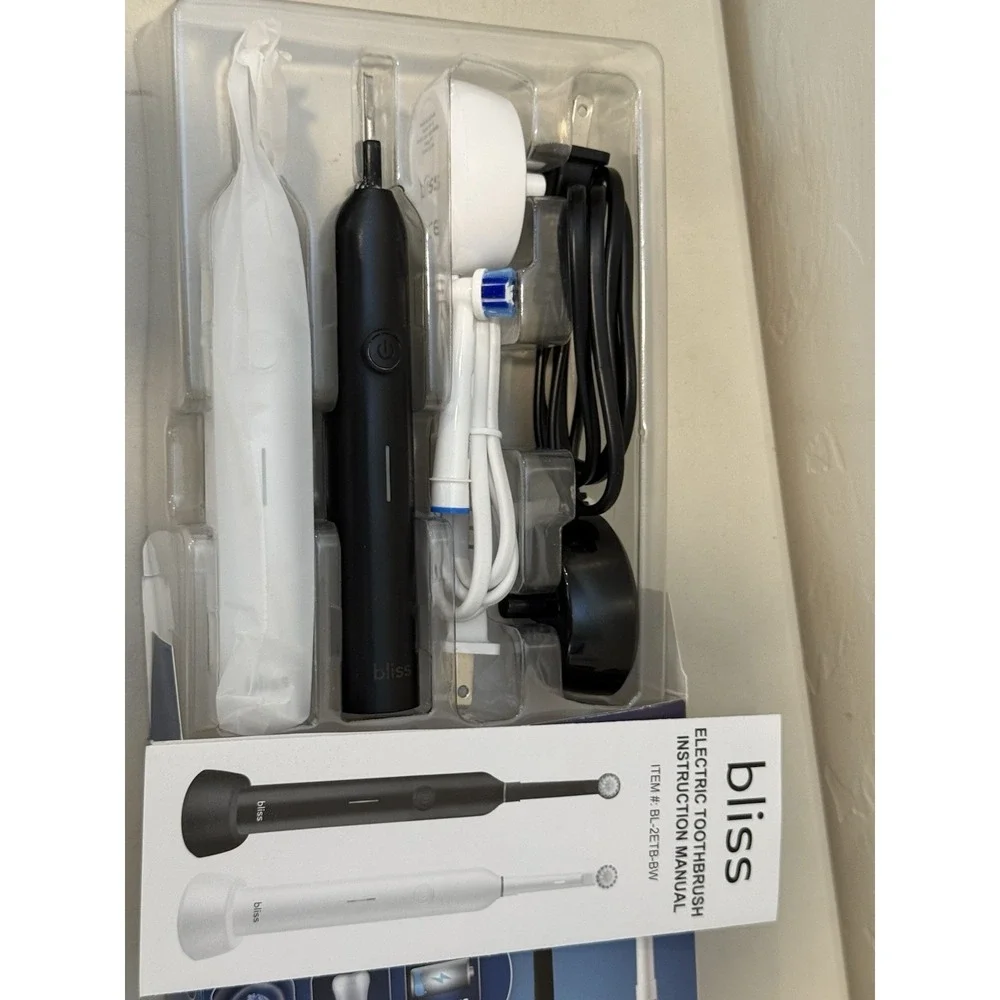 Bliss Electric Toothbrush Set 2. Black & White. Compatible With Oral-Brush Head